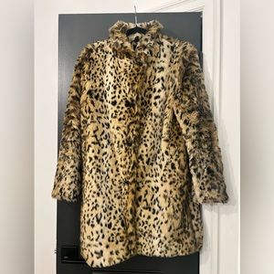 Aritzia Talula Leopard Faux Fur Coat